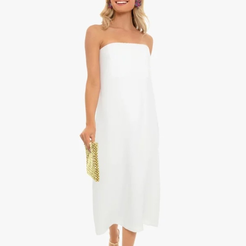 Tuckernuck Strapless Ivory Crepe Marin Dress Size Med.